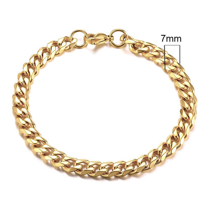 Vnox Mens Simple 3-11mm Stainless Steel Curb Cuban Link Chain Bracelets for Women Unisex Wrist Jewelry Gifts