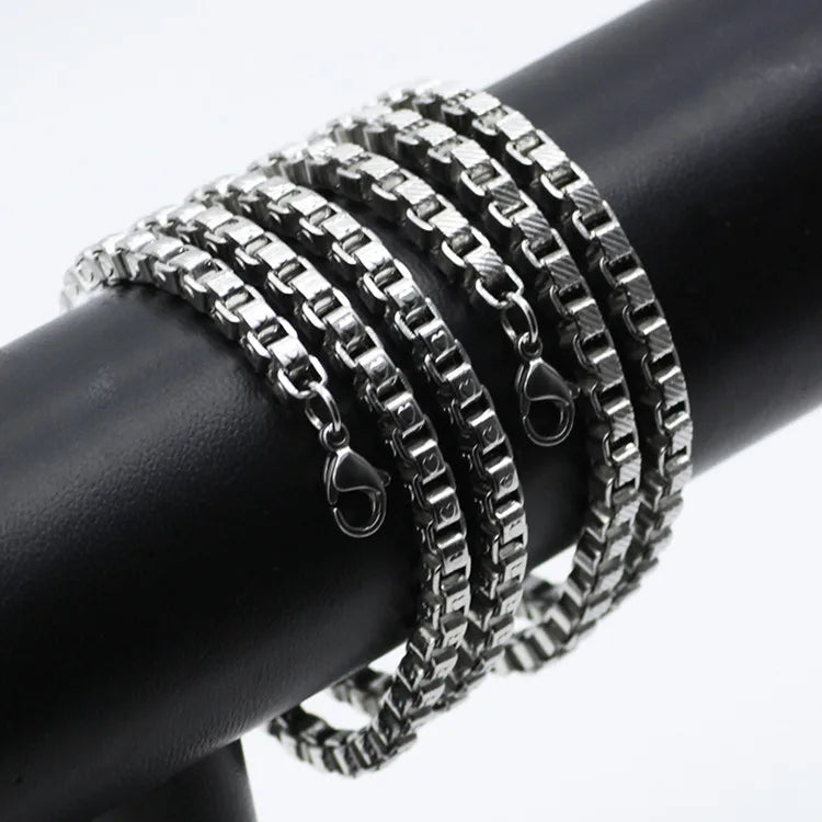 Popular Double Linked 4 Side Polished Stainless Steel Thick Cuban Chain Necklace