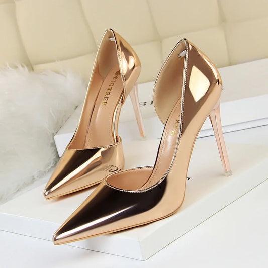 18188-1 Trendy High Heels Shoes for Women Slip-On Pointed Toed Shallow Mouth Stiletto Office Heels Pump Wedding Shoes for Bride