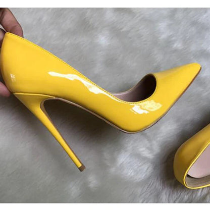 Red black yellow extreme high heel pointed toe new ladies high-heeled shoes women's shoes party wedding QP067 ROVICIYA