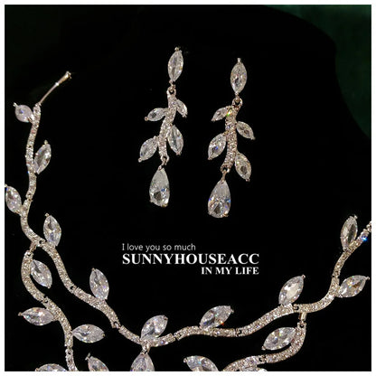 Fine Jewelry Sets For Women S925 Sterling Necklace Top Quality Floral Design Earrings Shinning Party Wedding Accessories Set