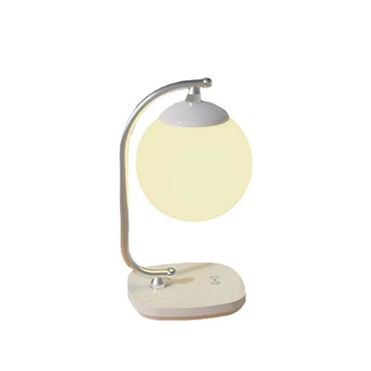 Modern Glass Globe Table Lamp Round Nightstand Lamp with Metal Base Brass Finished Modern Minimalist Spherical Glass Desk Lamp