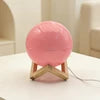 Modern Round Ball Soft Glow Wooden Stand Base Lamp Cute Kids Room Decor Light Cream Style Bedroom Desktop Ambient Lamp