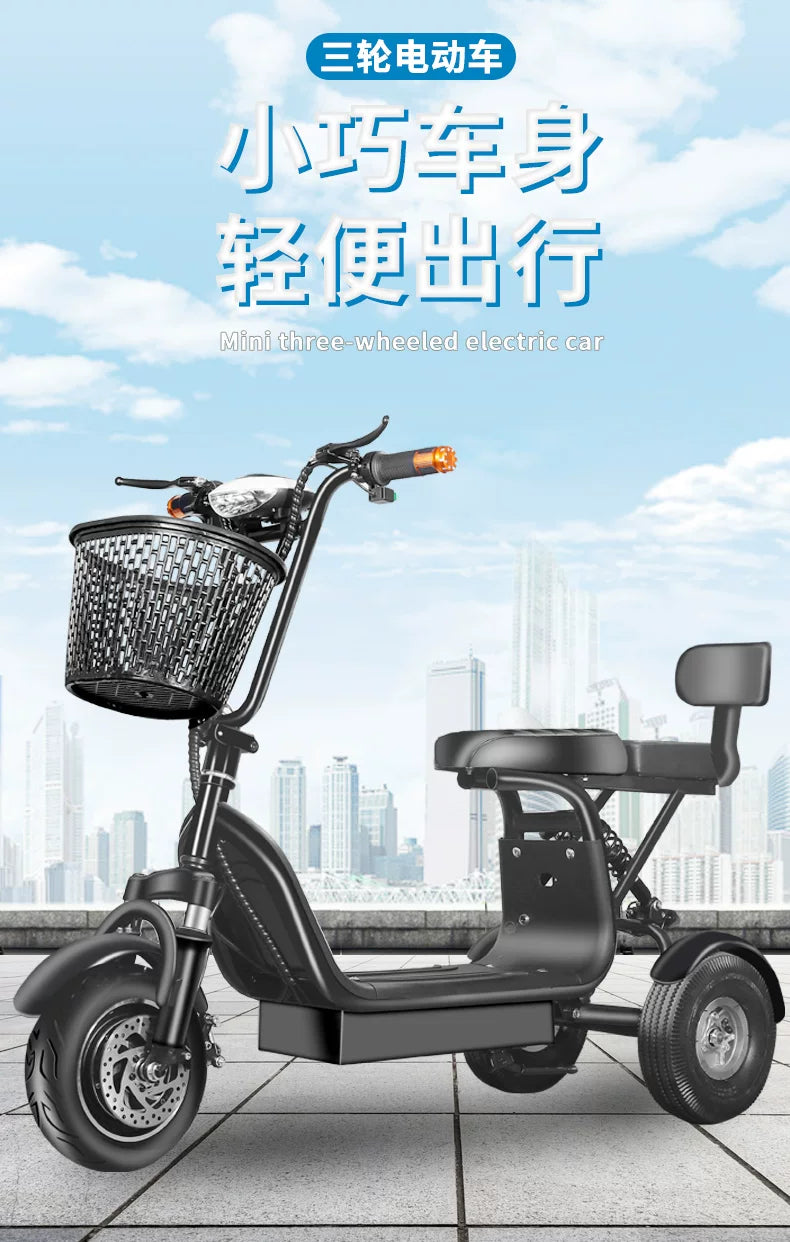 Electric Tricycle, Small Mini Folding Scooter, Adult Girls Pick Up and Drop Off Children, New Son Battery Car