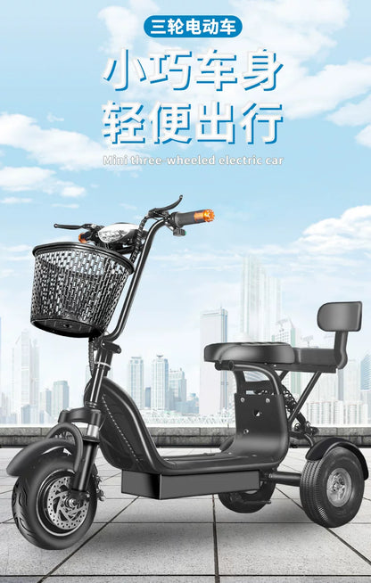 Electric Tricycle, Small Mini Folding Scooter, Adult Girls Pick Up and Drop Off Children, New Son Battery Car