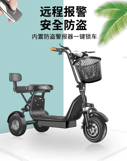 Electric Tricycle, Small Mini Folding Scooter, Adult Girls Pick Up and Drop Off Children, New Son Battery Car