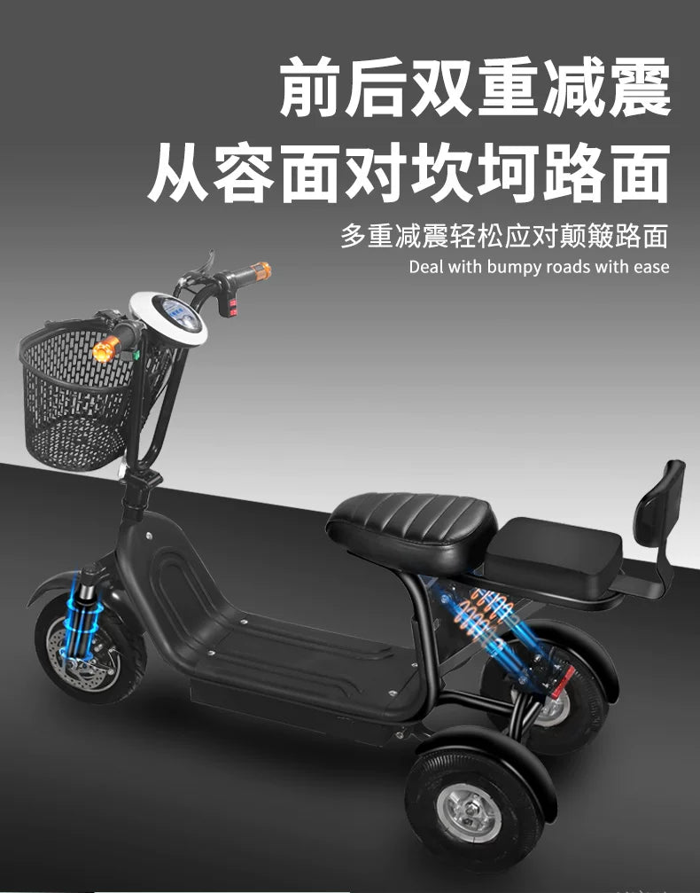 Electric Tricycle, Small Mini Folding Scooter, Adult Girls Pick Up and Drop Off Children, New Son Battery Car