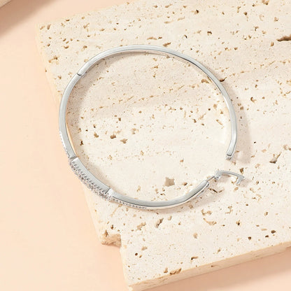 Beaut&Berry Luxurious 18k Gold Plated Bracelet for Women and Men Style Copper Zircon Bangle 2-color for Wife and Friends Gifts