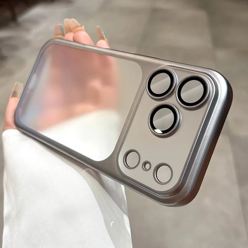 Luxury Matte Hard PC Ultra Slim Case for iPhone 17 Pro Max 16 15 14 13 Plating Camera Film Protector Frosted Shockproof Cover