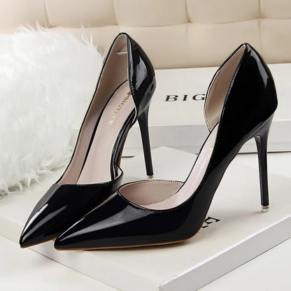 Women 7.5cm 10.5cm High Heels Yellow Pumps Office Stiletto Wedding Bridal Scarpins Short Heels Lady Hollow Party Shoes