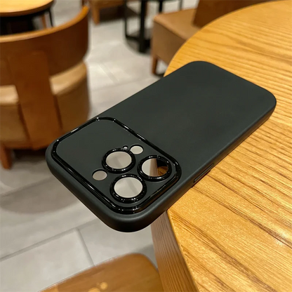 Luxury Matte Silicone Soft Case For iPhone 16 15 14 13 12 11 Pro Max Plus Drawing Line Solid Black White Ultra Thin Cover Shell