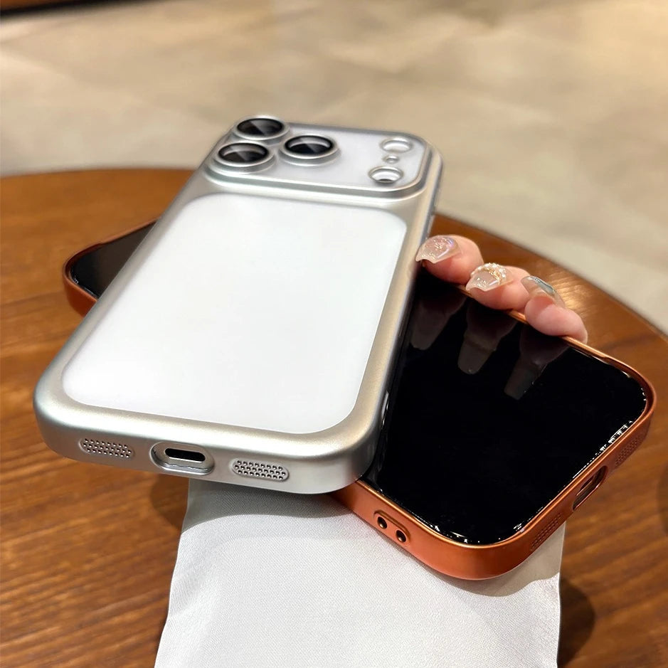 Luxury Matte Hard PC Ultra Slim Case for iPhone 17 Pro Max 16 15 14 13 Plating Camera Film Protector Frosted Shockproof Cover