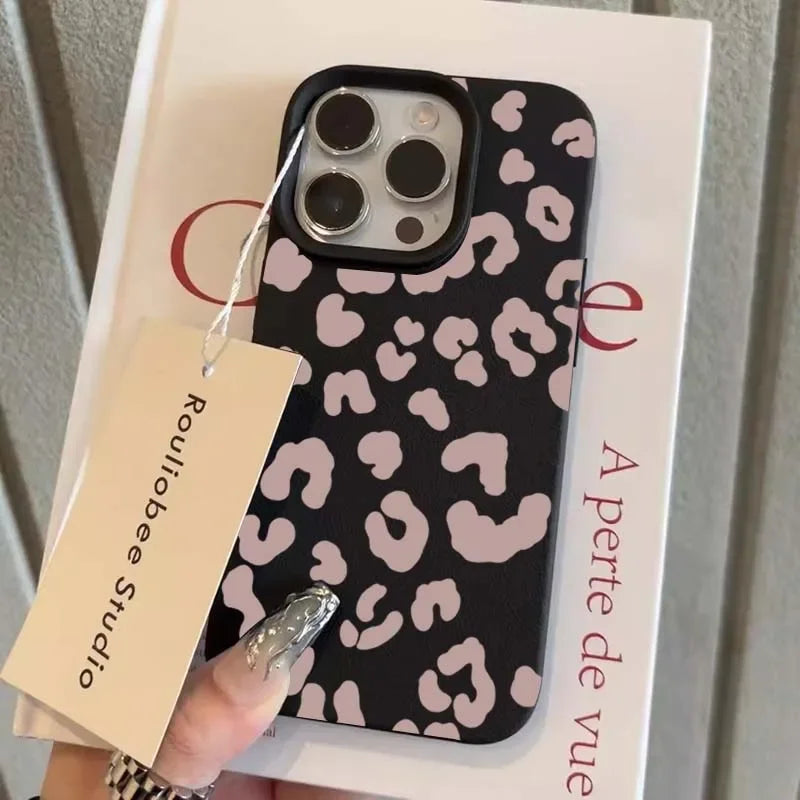 Phone Case For iPhone 16e 16 15 14 13 12 11 Pro Max 16 Plus XS Max X XR Minimalist Leopard Print Lichee Patterns Soft tpu Cover