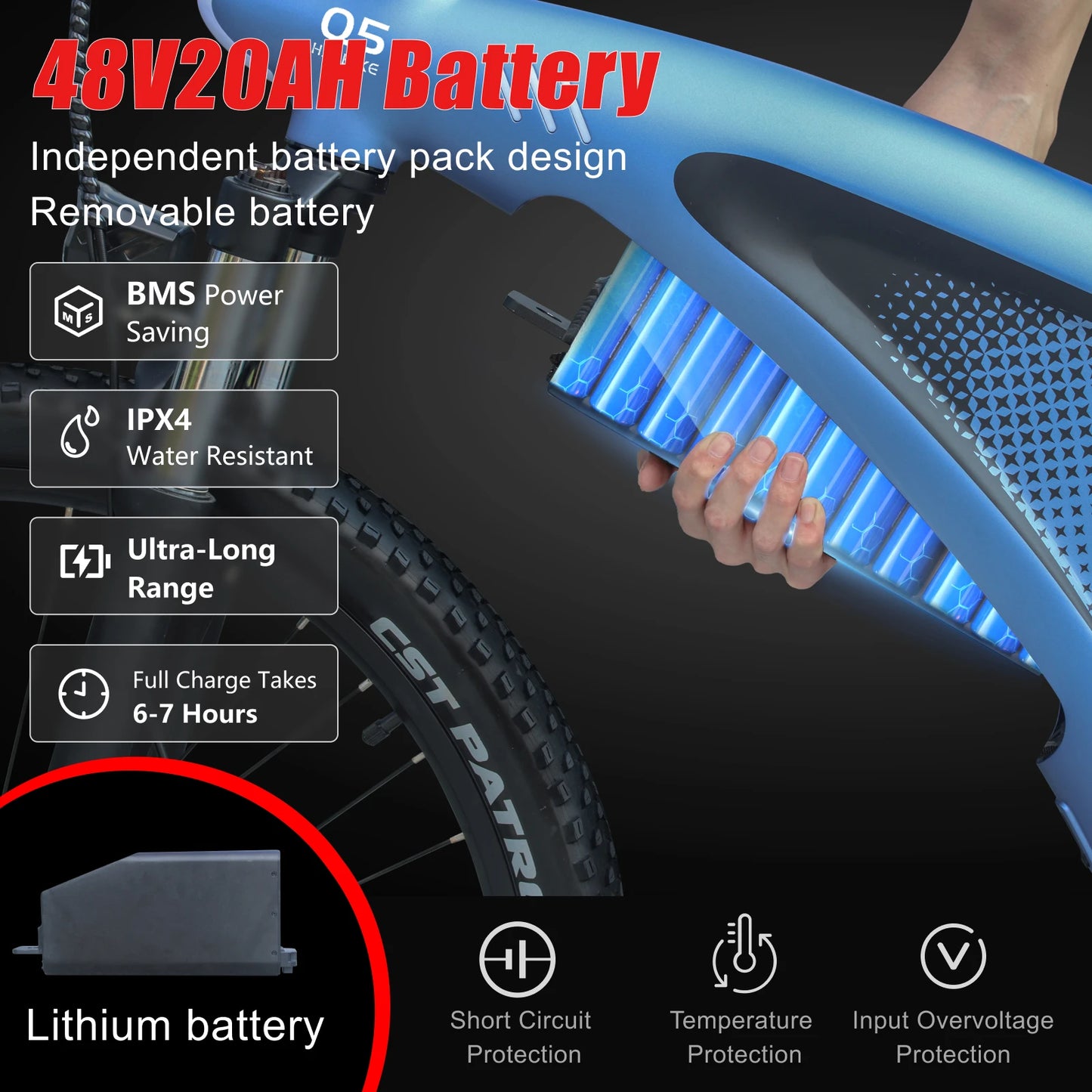 HX Q5 2000W Ebike Adult Electric Mountain Bicycle 27.5*2.25 Inch Electric Bike 57km/h Removable Battery Moped E Bikes Road Bike