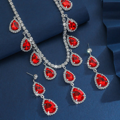 Women's Elegant Crystal Decorated Jewelry Set Trendy Pendant Necklace & Dangle Earrings Jewelry Set for Daily Clothing Decor