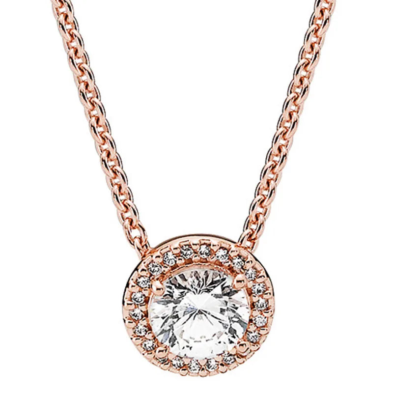 925 Silver Rose Gold Shining Classic and Elegant Necklace - A Set of Jewelry Suitable for Women To Wear As A Gift