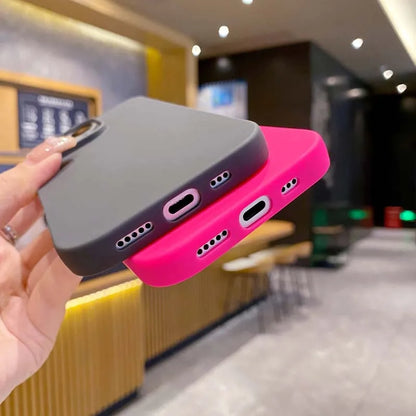 New Solid Color Phone Case for IPhone 16 15 14 13 12 11 Pro Max 16Pro Soft Silicone Shockproof Protective Accessories Cover