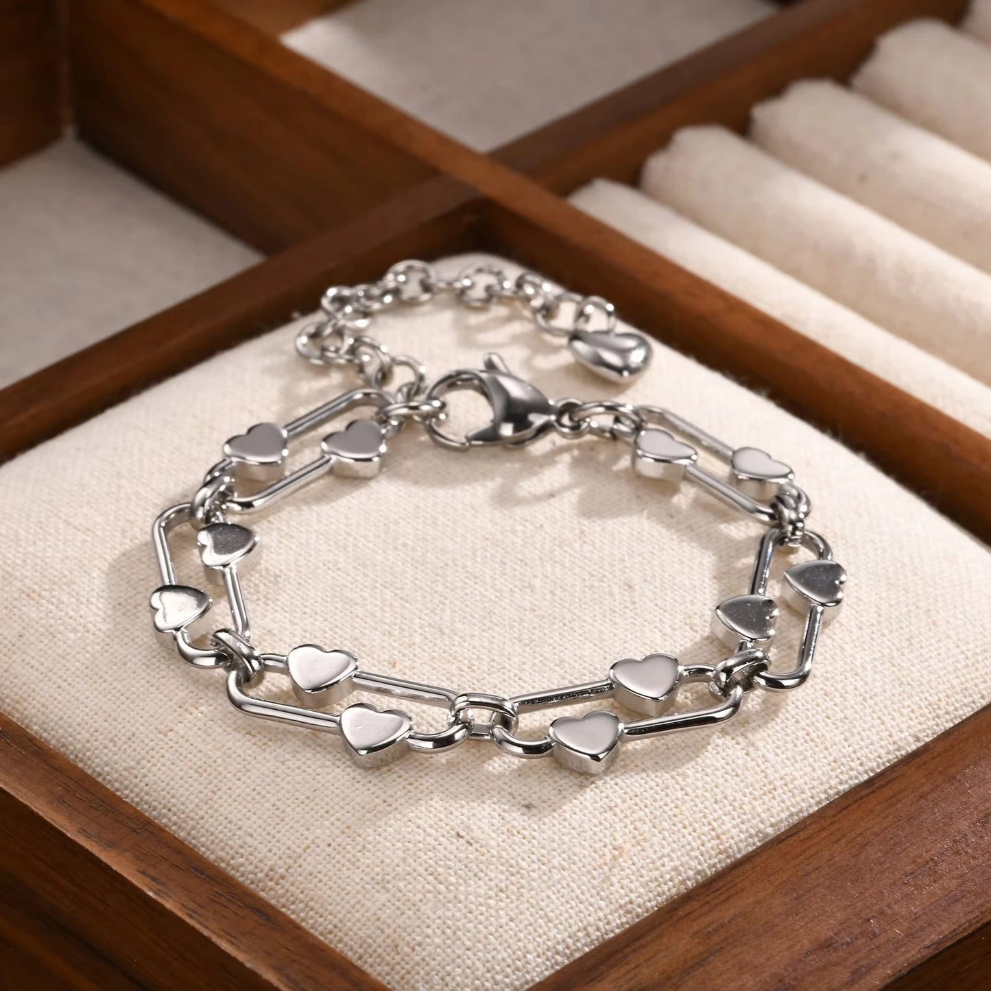 Distinctive Elliptical Bracelet for Women,Hand-made Chain Stainless Steel Bracelets,Trendy Waterproof Jewelry Gift