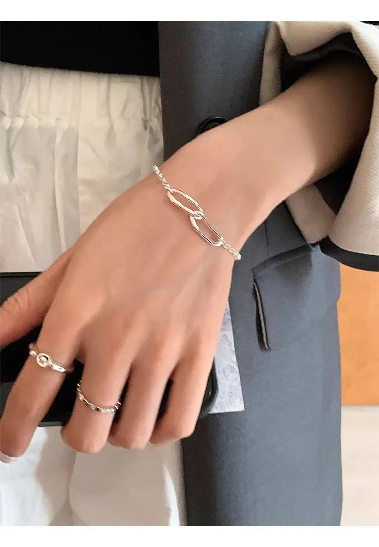 New Fashion Women's 925 Sterling Silver Bracelets Bracelets for Simple and Sweet Jewelry Trendy Wholesale