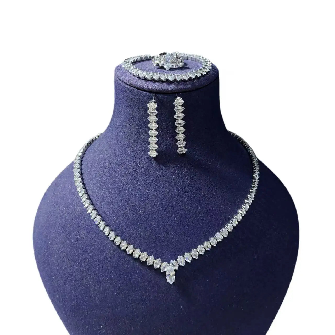 Fashion Jewelry Earrings Necklace Set Combination Fashion Diamond Zircon Shining Bridal Jewelry Set Wedding Accessories