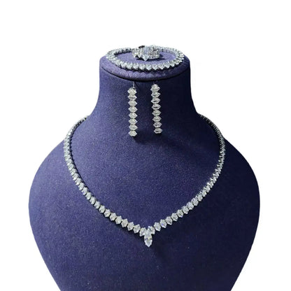 Fashion Jewelry Earrings Necklace Set Combination Fashion Diamond Zircon Shining Bridal Jewelry Set Wedding Accessories