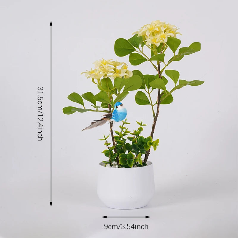LED Flower and Bird Potted Lamp, Artificial Flower Table Lights, for Camping Gift Living Room Bedroom Mother Home Decor Lamp