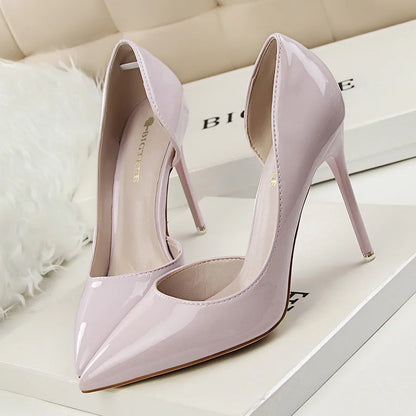 Women 7.5cm 10.5cm High Heels Yellow Pumps Office Stiletto Wedding Bridal Scarpins Short Heels Lady Hollow Party Shoes