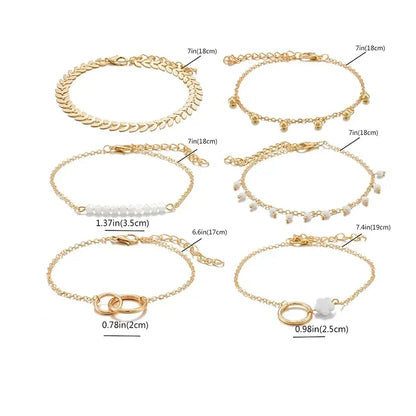 Trendy 6-Piece Stackable Bracelet Set with Adjustable Geometric & Tassel Design - Perfect for Everyday & Special Occasions