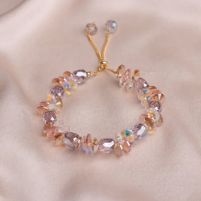 Charming Crystal Bracelet for Women with Adjustable Pull Design Colorful Bead Fashion Jewelry Stylish and Shiny Hand Accessories