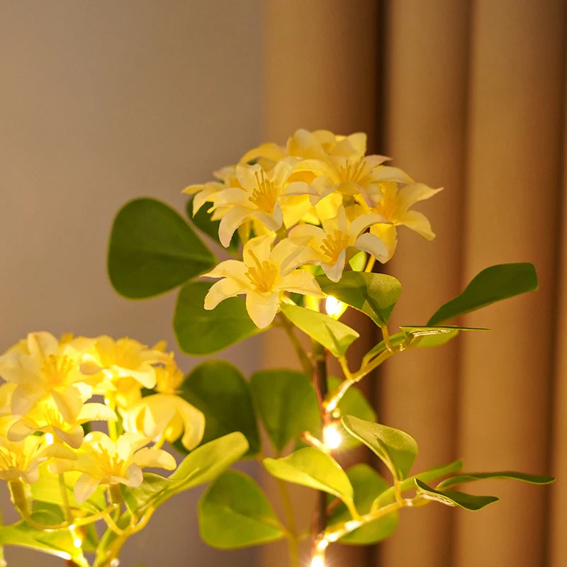 LED Flower and Bird Potted Lamp, Artificial Flower Table Lights, for Camping Gift Living Room Bedroom Mother Home Decor Lamp