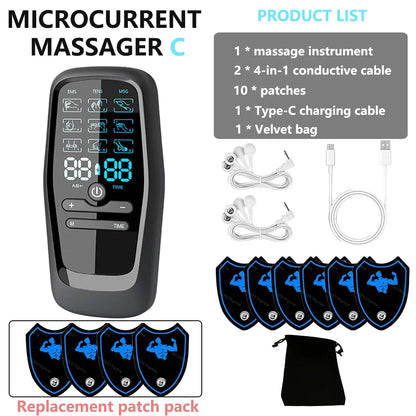 Electric 9 Modes Digital Therapy Muscle Stimulator Physiotherapy Microcurrent Tens electrostimulator EMS Pulse Body Massager