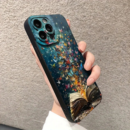 For iPhone 17 16 15 14 13 12 11 Pro Max Case Cute Butterfly Cat Bookshelf Design Cover For iPhone XS Max XR X 7 8 Plus 16E Funda