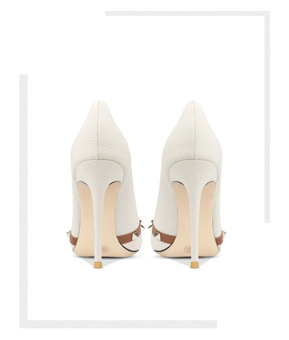 Patent Leather 2025 Star Style Luxury Rivets Women Shoes High Heels Pointed Toe Pumps Wedding Shoes Evening Dress Shoes 34