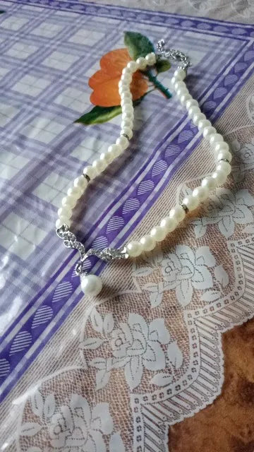 Women's 2 Piece Jewelry Sets One Gold Color Necklace + 1 Pair Earrings Wedding Bridal Pearl Elegant Decoration Pendientes Gifts