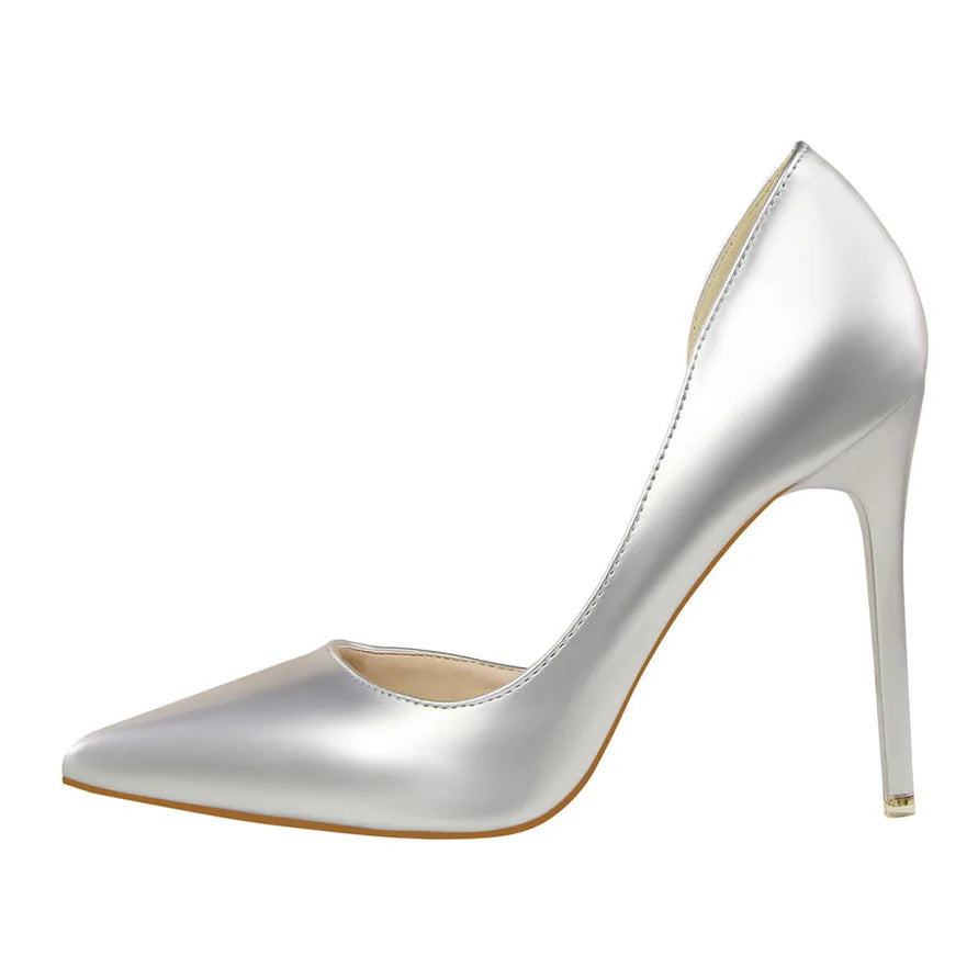 Women 7.5cm 10.5cm High Heels Yellow Pumps Office Stiletto Wedding Bridal Scarpins Short Heels Lady Hollow Party Shoes