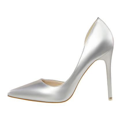 Women 7.5cm 10.5cm High Heels Yellow Pumps Office Stiletto Wedding Bridal Scarpins Short Heels Lady Hollow Party Shoes