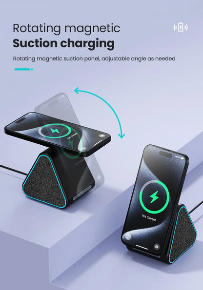 Wireless Charger Phone Holder Magnetic Wireless Charging Bluetooth Speaker Suitable For IPhone 16 15 Fast Charging