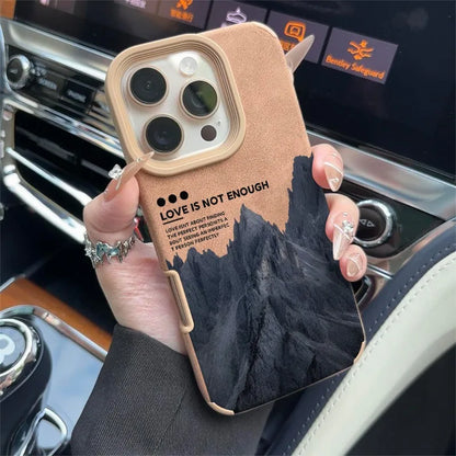 For iPhone 17 16 Pro Max 15 14 13 12 11 Case Mountain Motif Lake Scenery Cover For iPhone XS Max XR X 16 Plus Faux Leather Funda