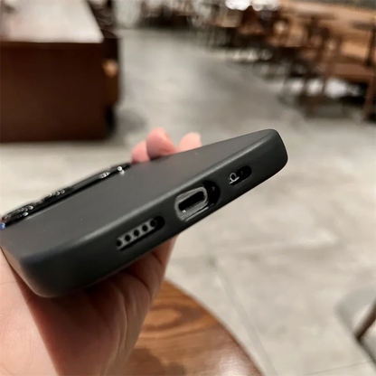 Luxury Matte Silicone Soft Case For iPhone 16 15 14 13 12 11 Pro Max Plus Drawing Line Solid Black White Ultra Thin Cover Shell