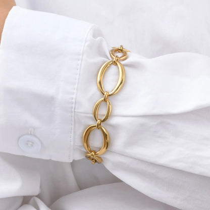 Distinctive Elliptical Bracelet for Women,Hand-made Chain Stainless Steel Bracelets,Trendy Waterproof Jewelry Gift