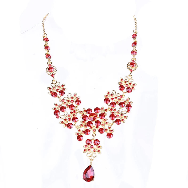 Women Wedding Jewelry Set Gold Color Zirconia Bridal Necklace Earring Pendant Set For Bride Bridesmaid Gift Wedding Accessories