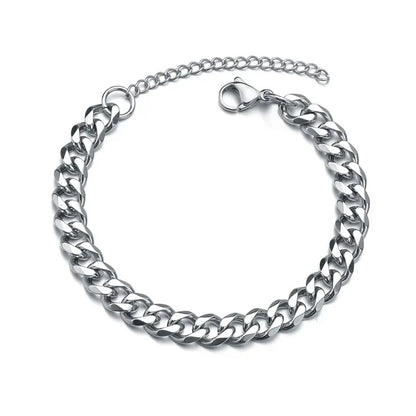 3/5/7mm Men Bracelets Stainless Steel Chain Bracelets Chunky Cuban Silver Color Link Chain Classic Punk Heavy Male Jewelry Gifts
