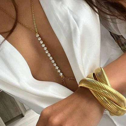 Simple Chest Chain Jewellery Harness Rhinestone Bra Bikini for Women Belly Waist Chain Body Sexy Lingerie Luxury Top Gift