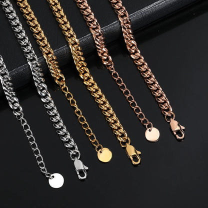 Hip Hop Stainless Steel 18K Plated Gold Anklet Cuban Link Chain For Women Gift Bling