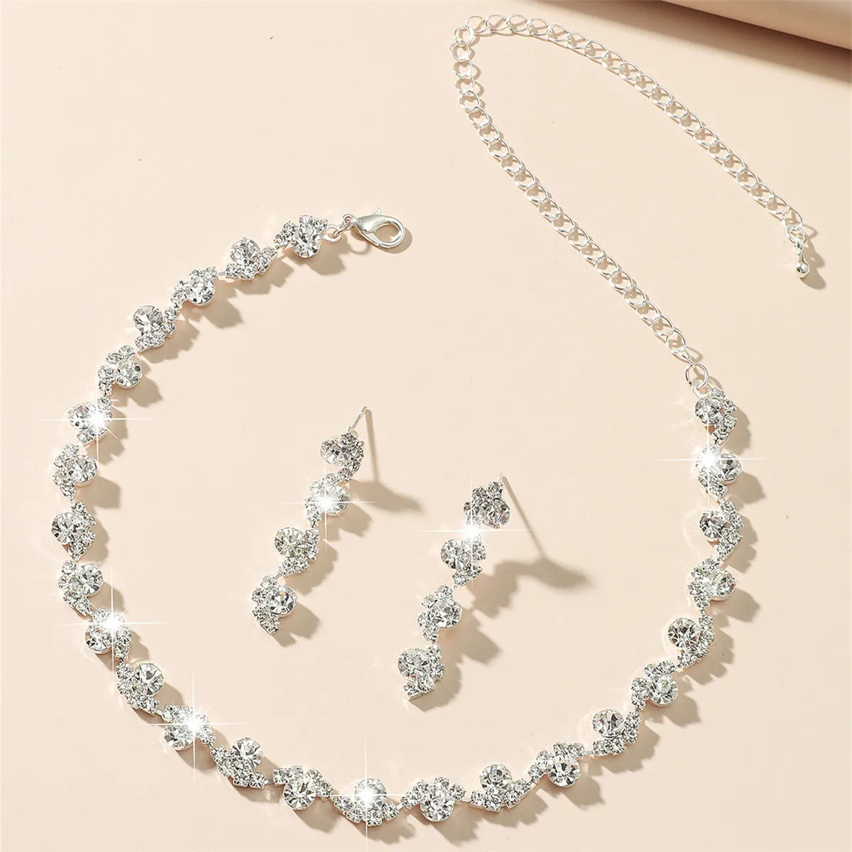 BLIJERY elegant royal blue crystal rhinestone choker necklace earrings jewelry set charm vintage wedding accessories for women