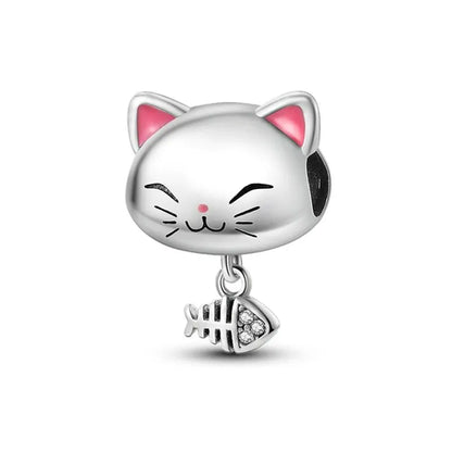 New 925 Sterling Silver Black Cat Charms Beads Fit Pandora 925