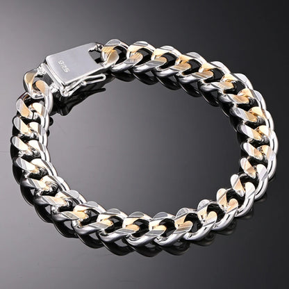 925 Silver gold exquisite 10mm chain men women Chain noble wedding bracelet fashion charm wedding birthday gift some style