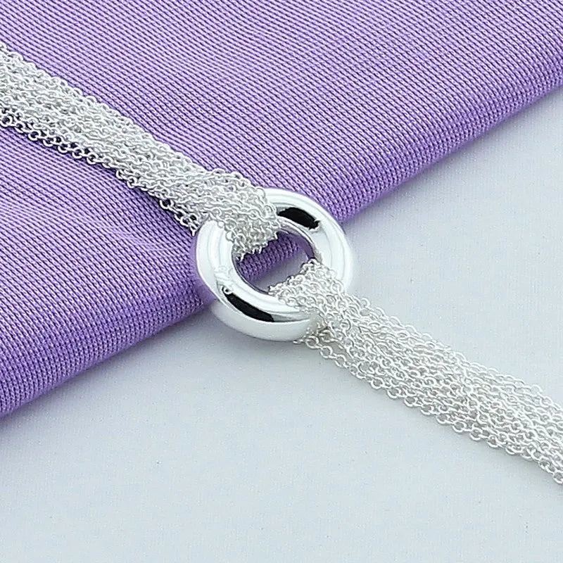 925 Sterling Silver Bracelet Tassel O Bracelet Women Simple Fashion Bracelet Birthday Wedding Anniversary Jewelry Gift