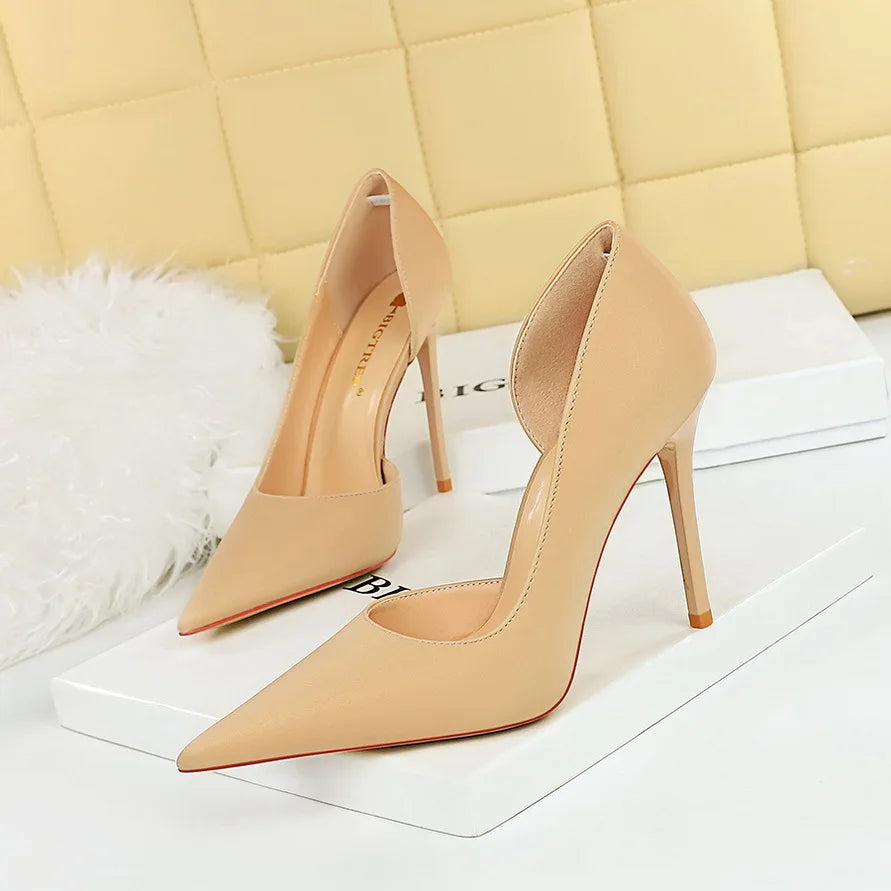 626-1 Fashionable Simple Slim Fit Ultra High Heel Shallow Pocket Single Shoe Women High Heel Korean Style