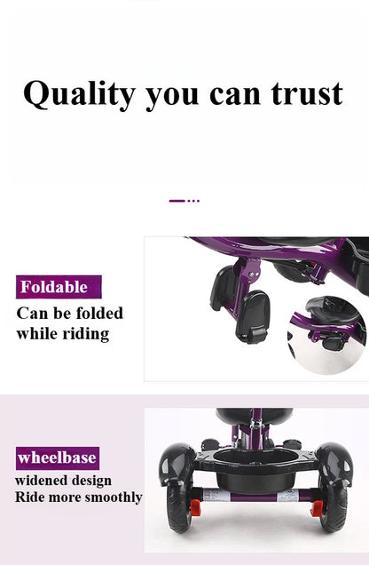 2 in 1 Toddler Tricycle for Kids Trike with Push Handle Adjustable Seat Storage Baskets Balance Bike Birthday Gift for Boy Girl